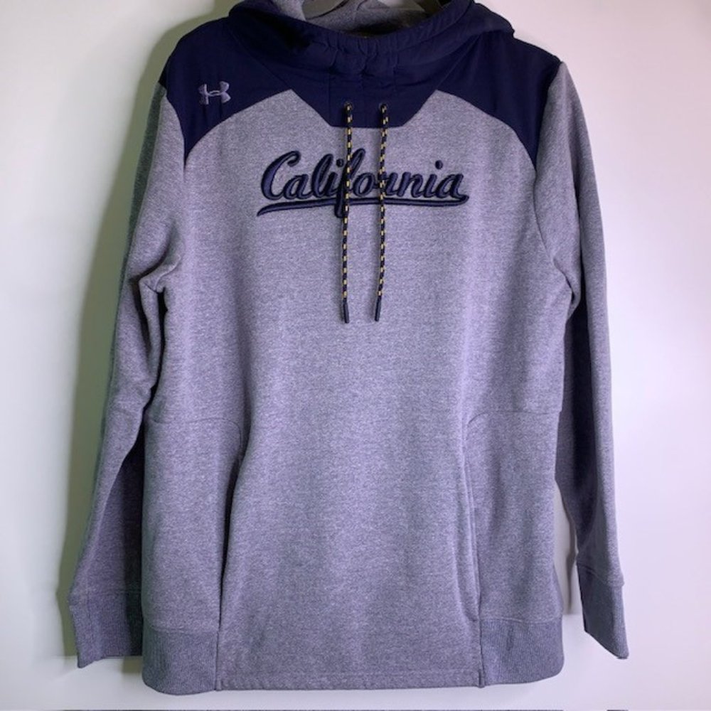 Under Armour Men's Loose Fit Pullover Hoodie Gray Embroidered CA Size Large